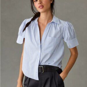 Anthropologie Puff-Sleeve Buttondown Blouse
